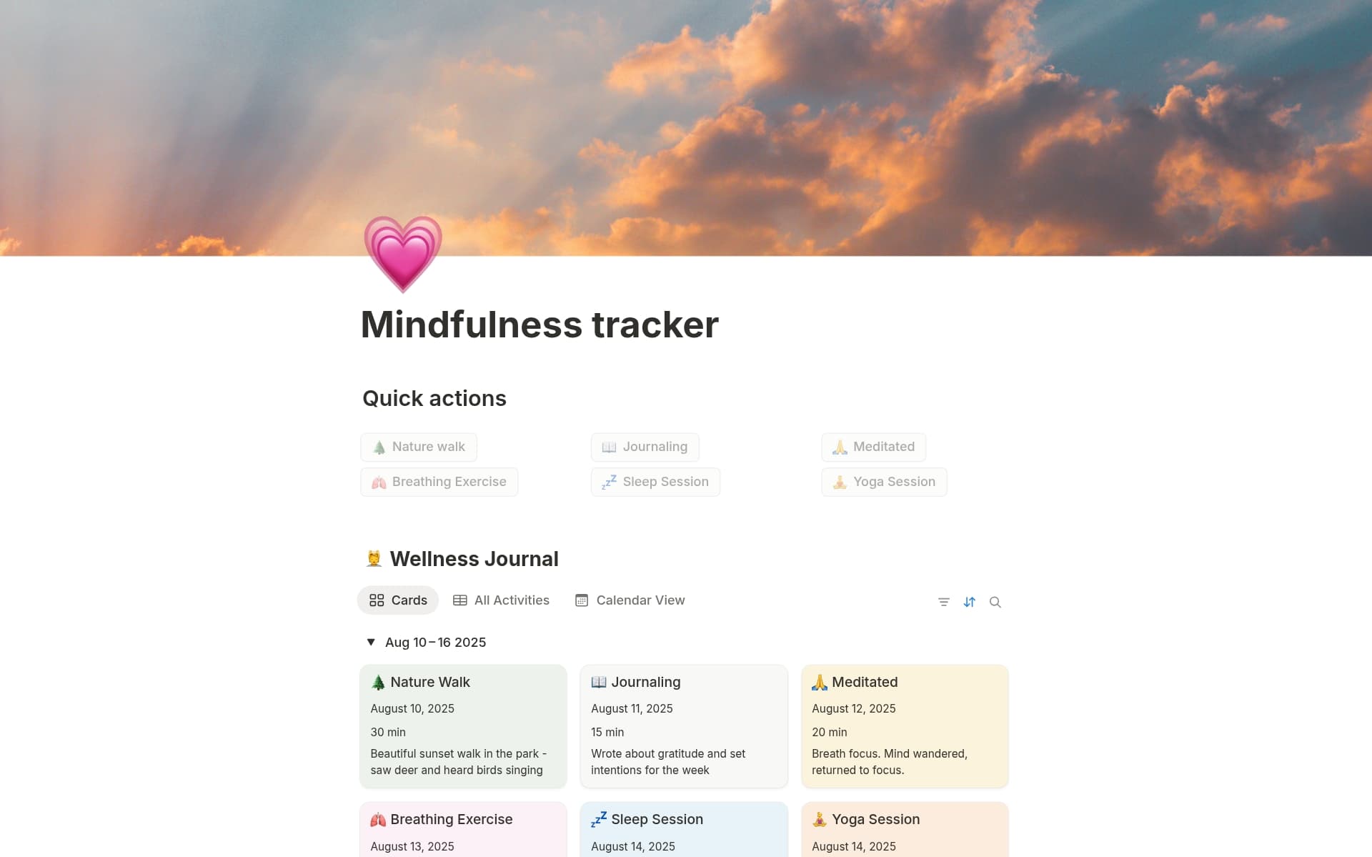 Screenshot of Your digital detox playground collection by Notion