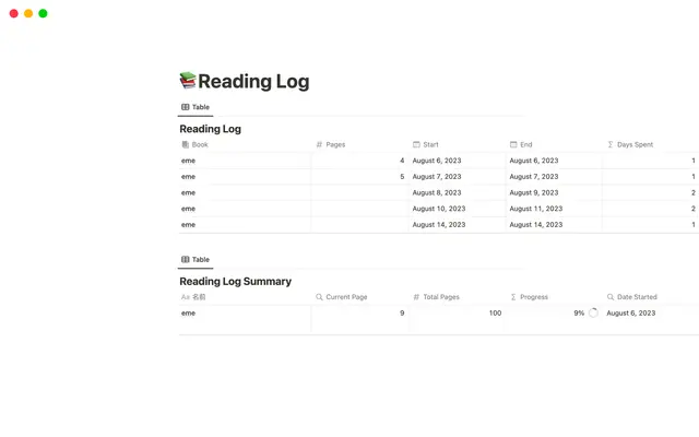 Reading Log