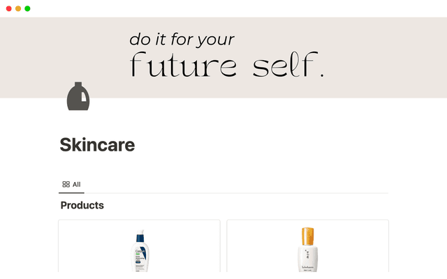 Notion Skincare Template