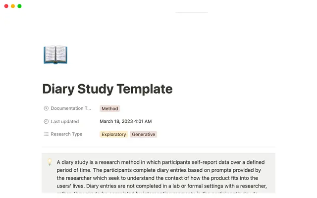 Diary Study Template