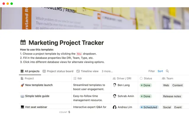 Marketing Project Tracker