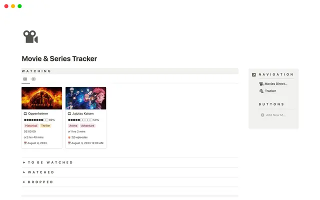Notion Movie & Series Tracker